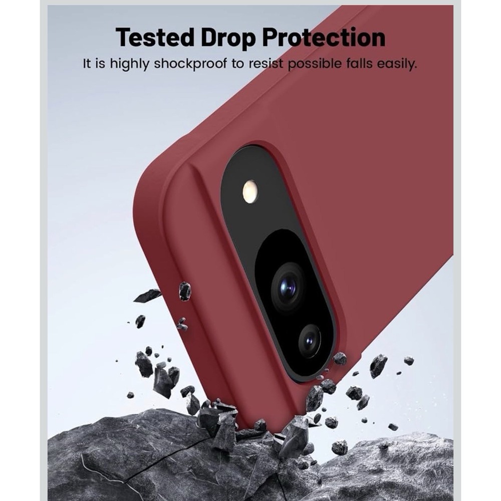 D0058-Google Pixel 9 & 9 Pro Case Shockproof Silicone Cover Rose Red Slim Fit - Picture 4 of 9